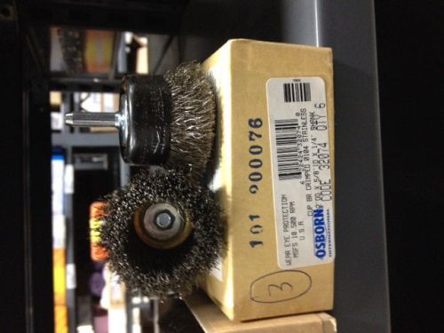 Osborn 2&#034; wire cup brush 1/4&#034; stem 32074 .0104 stainless steel for sale