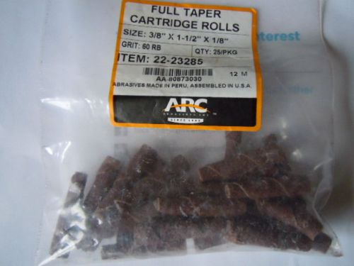 ARC  Abrasives - FULL TAPER CARTRIDGE ROLLS 60 GRIT  3/8 x 1-1/2 x 1/8  (1bag)