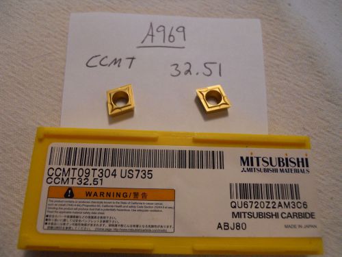 10 new mitsubishi ccmt 32.51 carbide inserts. grade: us 735 {a969} for sale