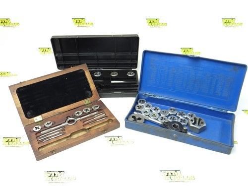 NICE ASSORTED PART. SETS OF TAPS AND DIES WITH TWO WRENCH VERMONT