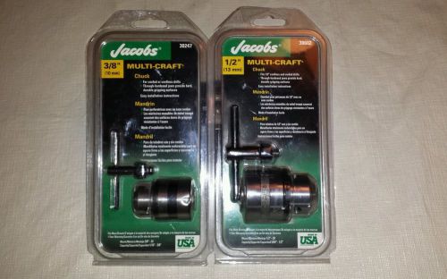 2 Jacobs Multi Craft Drill Chucks 3/8&#034; &amp; 1/2&#034; New in Package