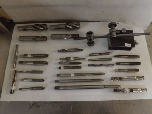 LOT OF LARGE ASSORTED MACHINING TOOLS MACHINIST LATHE TAP die end mill