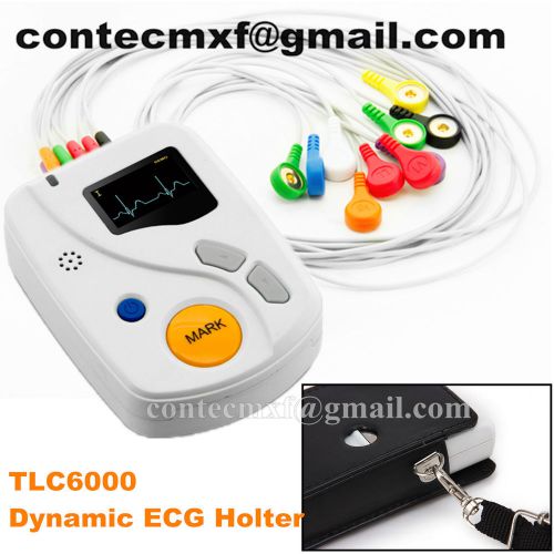 TLC6000 48 hours Recorder&amp;Analysis software, Dynamic ECG / EKG holter,USB,OLED