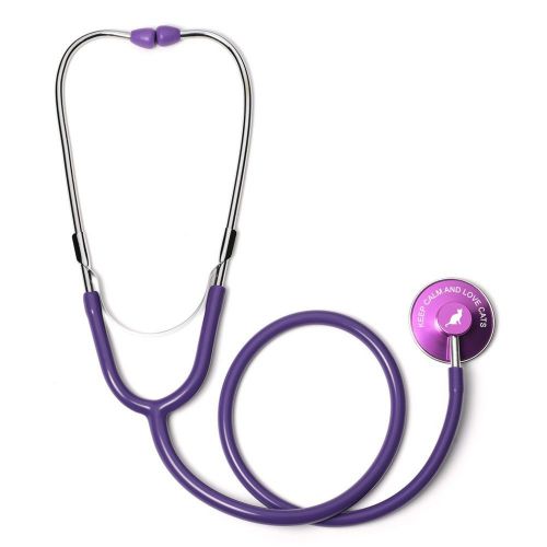 Purple Single Head Stethoscope with Keep Calm and Love Cats