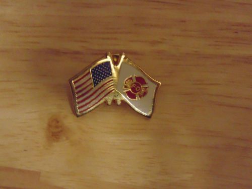 FD Flag / American Flag pin, brand new, 15/16&#034; wide, metal clutch back