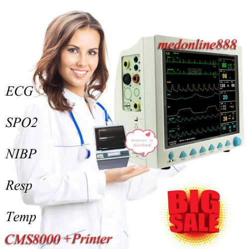 Icu patient monitor multi parameters cms8000 ecg/nibp/spo2/pr/resp/temp+printer for sale