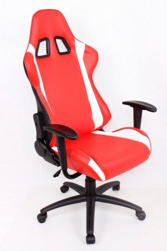 BRAND NEW EZ Lounge Racing Car Seat Office Jeep Chair Red/White Leather