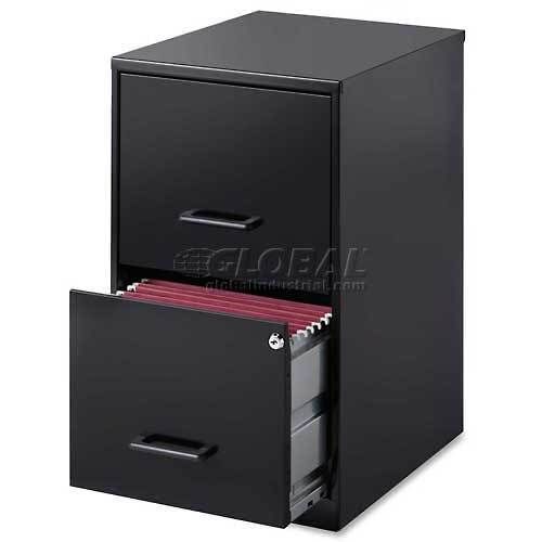 2 Drawer Filling Cabinet Locking Storage Black