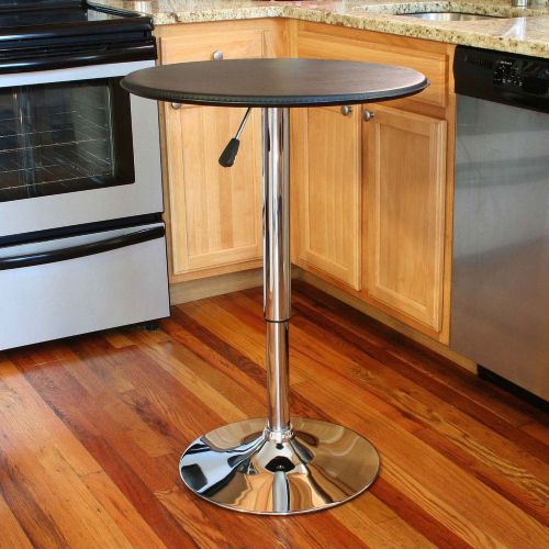 New pub style bar table, adjustable height 25 inch vinyl tabletop chrome base for sale