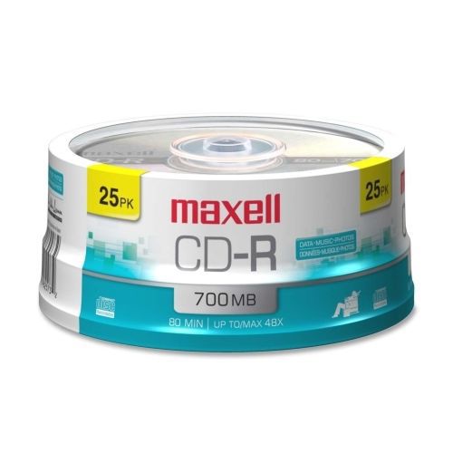 Maxell CD Recordable Media - CD-R - 48x - 700 MB - 25 Pack - 120mm1.33 Hour