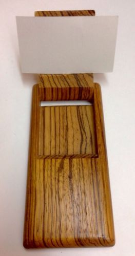 Vintage Wooden Business Card Holder! Office Oddity Gadget Motif Old Handy Wood A