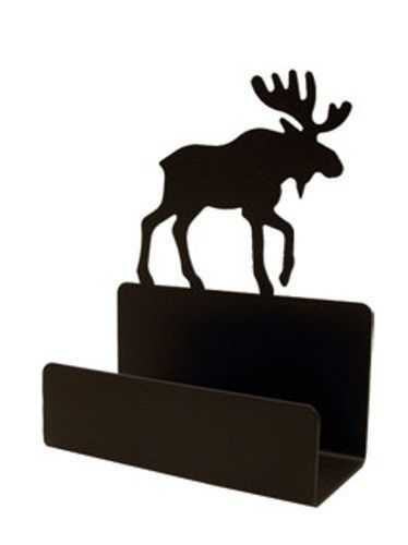 Wrought Iron Business Card Holder Moose Pattern Home Office Desk Desktop Decor