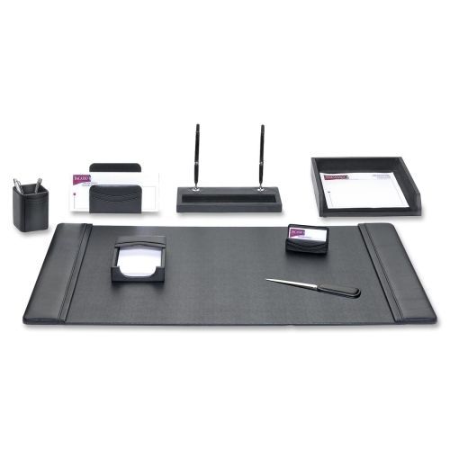 Dacasso Black Leather 8-Piece Desk Set - DACD1012