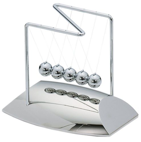 Z-Shape Newton&#039;s Cradle Pendulum Momentum Chrome Steel Base Executive Desk Toy