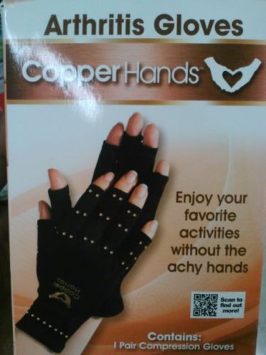 As Seen on TV Black Copper Hands Arthritis Gloves NO more ACHY Hands NEW in BOX