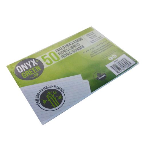 Onyx&amp;Green 50 Ruled 4&#034;x6&#034;/10.1cmx15.2cm  Index Cards w/Eco-Friendly Bamboo Paper