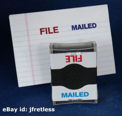 AccuStamp Blue Red FILE &amp; MAILED Pre-Inked Self-Inking Rubber Stamp Accu Stamp