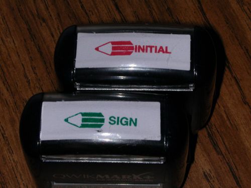 2) INITIAL and SIGN  Self Inking Stamps by Qwik Mark Ink Rubber stamp