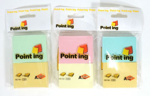 A-One Pointing-4 6Pack(600sheets) POST IT Sticky Notes Notepads 37X51mm 1.5X2&#034;