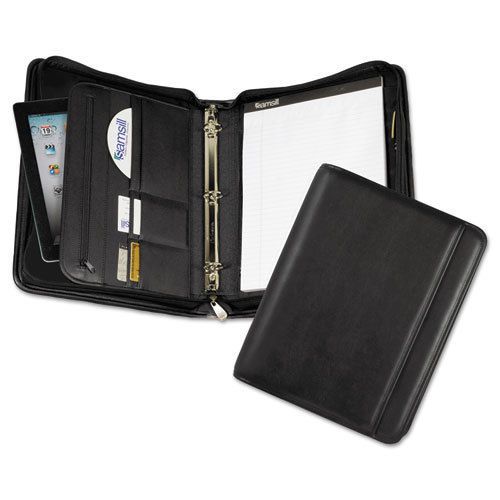 Professional zippered pad holder/ring binder, pockets, writing pad, vinyl black for sale
