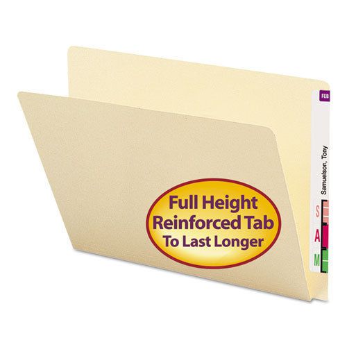 Folders, Straight Cut, Single-Ply Extended End Tab, Letter, Manila, 100/Box