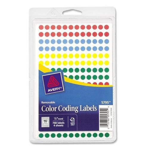 LOT OF 4 Avery Round Color-Coding Label - 0.25&#034; D - 760/Pk -Circle
