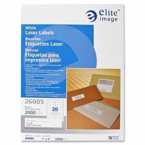 Elite Image Laser Labels, Address, 1&#034;x4&#034;, 2000/PK, White (ELI26005)