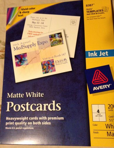 Avery 8387 Inkjet Printer Postcards Matte White