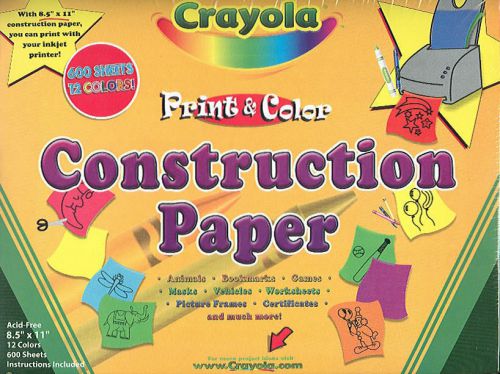 600 Sheets Crayola Inkjet Construction Paper, 12 Colors