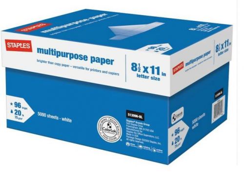 Staples multipurpose copy paper, 8.5x11 20lb 96 us bright for sale