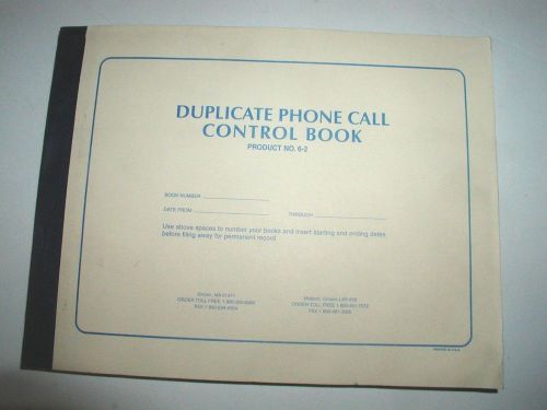 DUPLICATE PHONE CALL CONTROL BOOK PRODUCT NO. 6-2