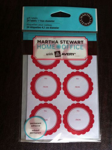 New MARTHA STEWART Home Office AVERY 24 RED FLUTED Circle GIFT LABELS 1 pack