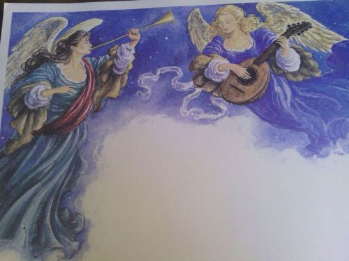 Holiday Angels Letterhead Custom Laser Paper with Matching Envelopes