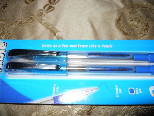 New 2 PACK BAZIC ERASABLE PENS blue ink liquid pencil then permanent cheap price