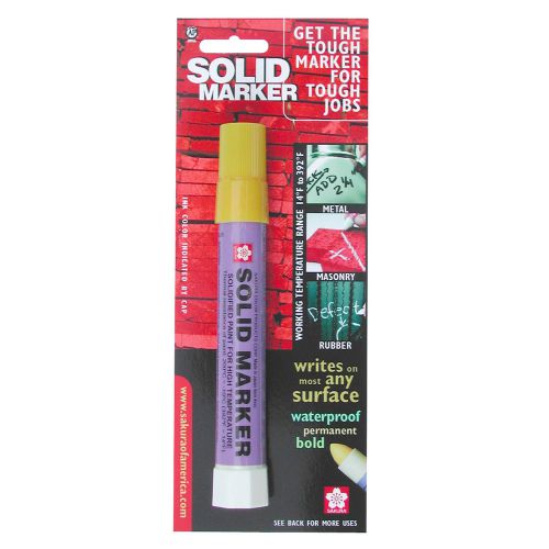 Sakura solid paint marker 13mm wide mark yellow 1ea, use on glass/wood/metal for sale