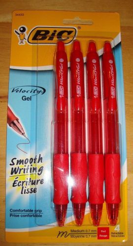 Bic Velocity Gel Pens Red Medium 0.7 mm (qty 4) Retractable