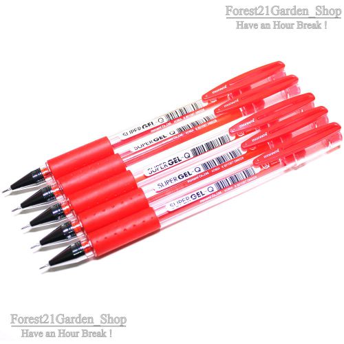 5 Pcs Monami Super Gel-Q Gel Ink Pen - 0.4 mm - Red 5 Pcs