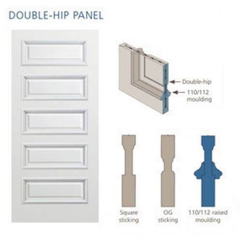 Custom carved 5 panel equal double hip raised moulding primed solid core doors for sale