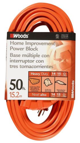Woods outdoor multi-outlet extension cord, orange, 50-feet ,flexibility,safety for sale