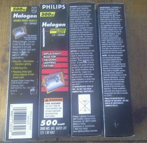 Philips box of 12 500W 125-130V double-ended quartz halogen lamps 500T3Q/P/CL