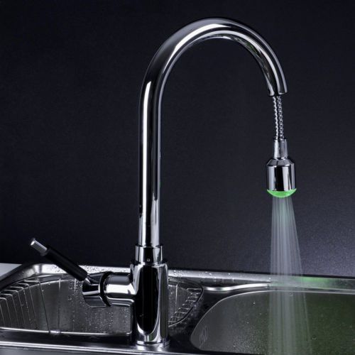 Modern LED Kitchen Faucet Tap with Pull Down Sprayer Chrome Finish Free Shipping
