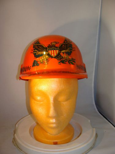 Apex safety products orange hard hat eagle and flower design union made in USA