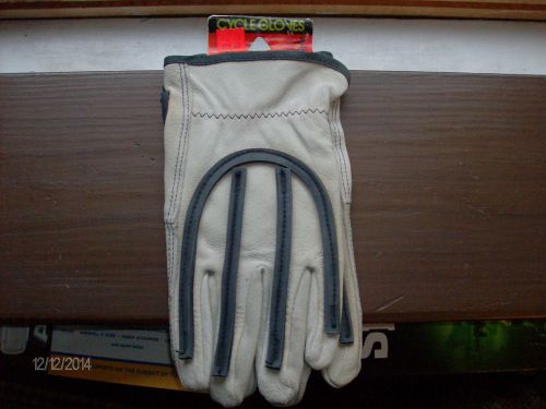 Pigskin cycle gloves sz lg grip &amp; control protective rubber padding new for sale