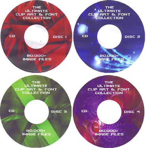 NEW | ULTIMATE CLIP ART &amp; FONT COLLECTION 4 cd&#039;s - Free 1st Class Shipping to US