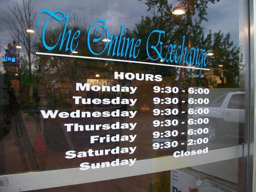 Custom Business Store Hours Sign, Business Vinyl Colors Decal Up To 12&#034;Hx18&#034;W