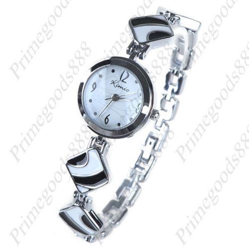 Round Hoop Loop Metal Bracelet Bangle Lady Ladies Wristwatch Women&#039;s Black White