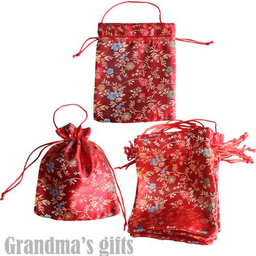 5pcs 7.2x5.5&#034; flower brocade pouch purses jewelry coins gift bag for sale