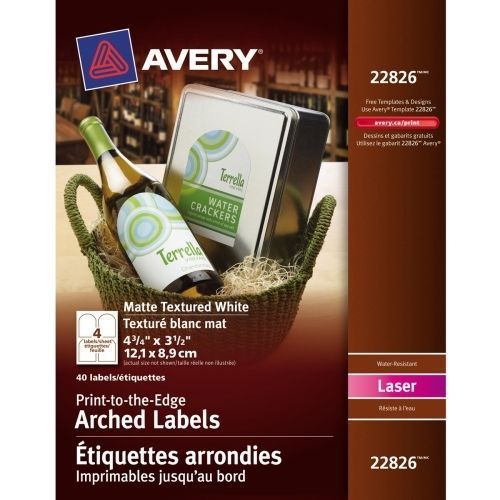 Avery easy peel textured arched label -4.75&#034;wx3.5&#034;l - 40 / pack- white for sale