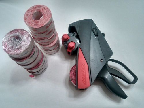 METO 1522 2-line Price Tagging Gun + 10 Rolls of  New Unused Tags Pink Red EUC