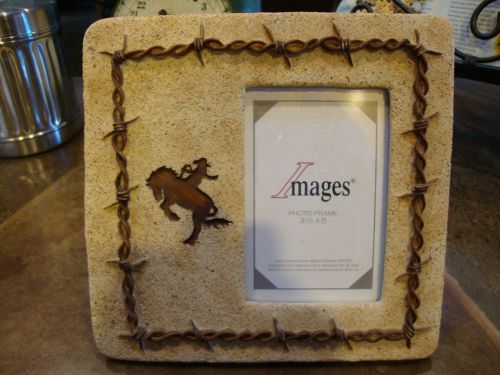 WESTERN PHOTO FRAME W/BARBED WIRE FOR TABLE TOP 3 1/2 X 5 HOME DECOR